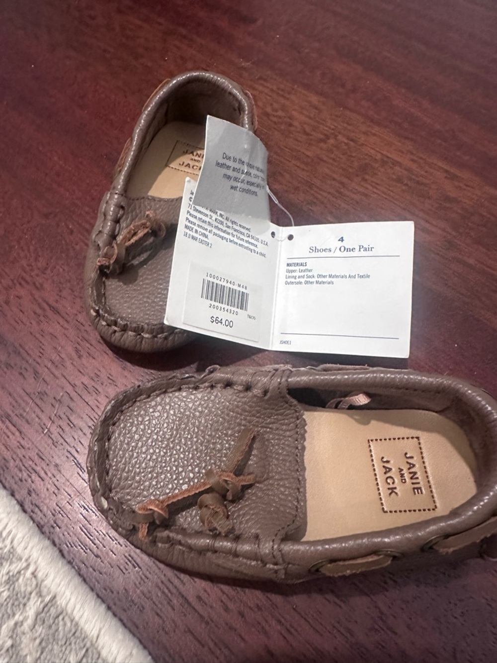 Janie and Jack Toddler Moccasin Loafers in Brown- NWT